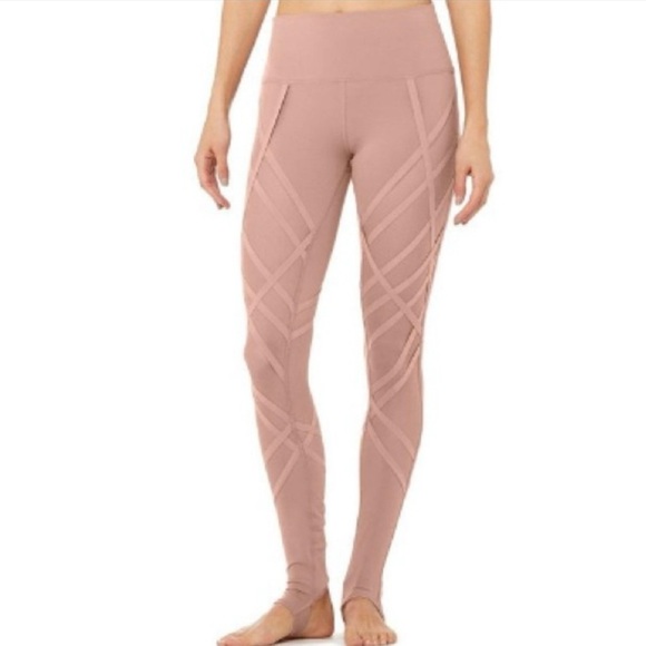 ALO Yoga Pants - Alo Pink Stirrup Criss Cross Straps Athletic Pants Sz S